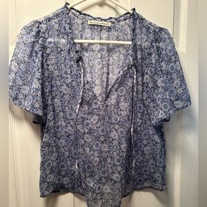 Abercrombie & Fitch Blue Sheer Floral Blouse